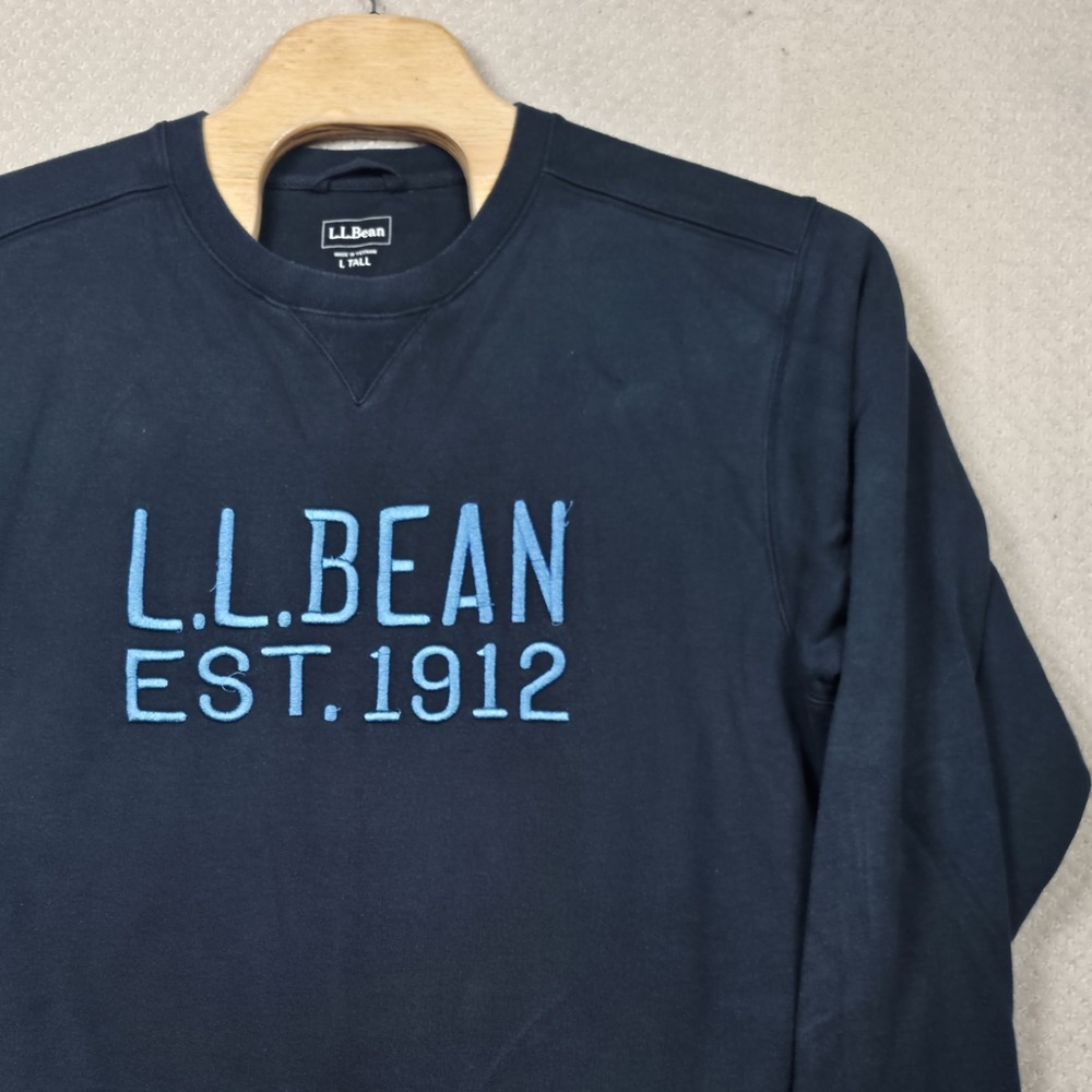 L.L.Bean Graphic Sweatshirt Mens L Tall Navy Logo Crewneck Outdoor Vintage Style